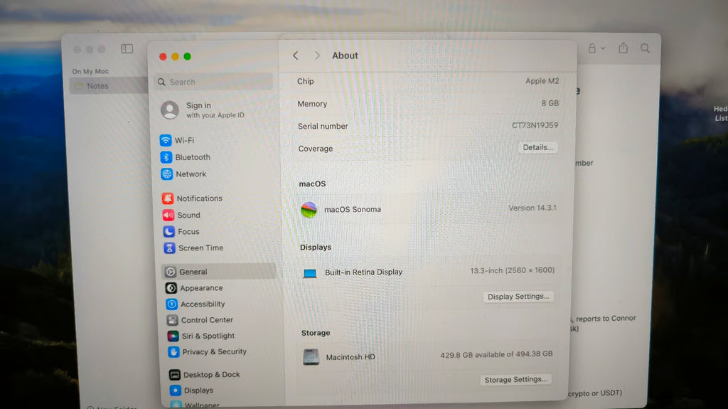 MacBook Pro (M2 Processor) 500GB Storage 8R13