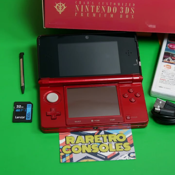 Nintendo 3DS Gundam Char Customized W/ 32GB, Charger, Stylus & 60+ Games