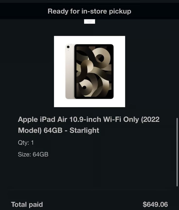 Apple ipad air 10.9 64GB 5R39