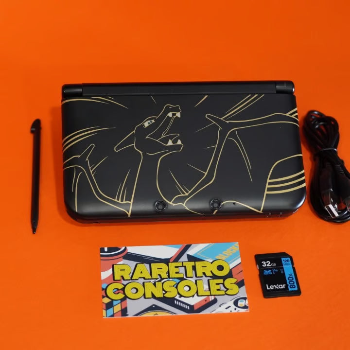 Nintendo 3DS XL Pok茅mon Center Charizard Edition W/ 32GB, Charger & 60+ Games