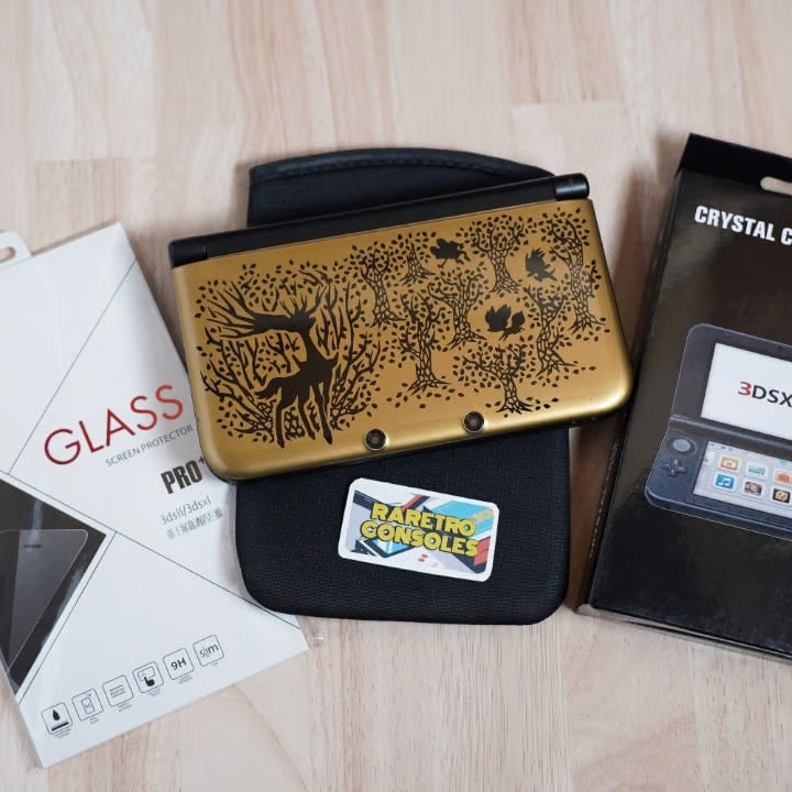 Nintendo 3DS XL Pokemon X Y Premium Gold W/ 32GB SD, Charger & Games