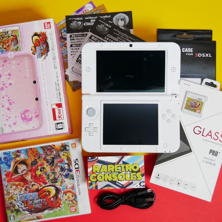 Nintendo 3DS XL Special One Piece Chopper Pink W/ Box, Stylus, Charger & Games