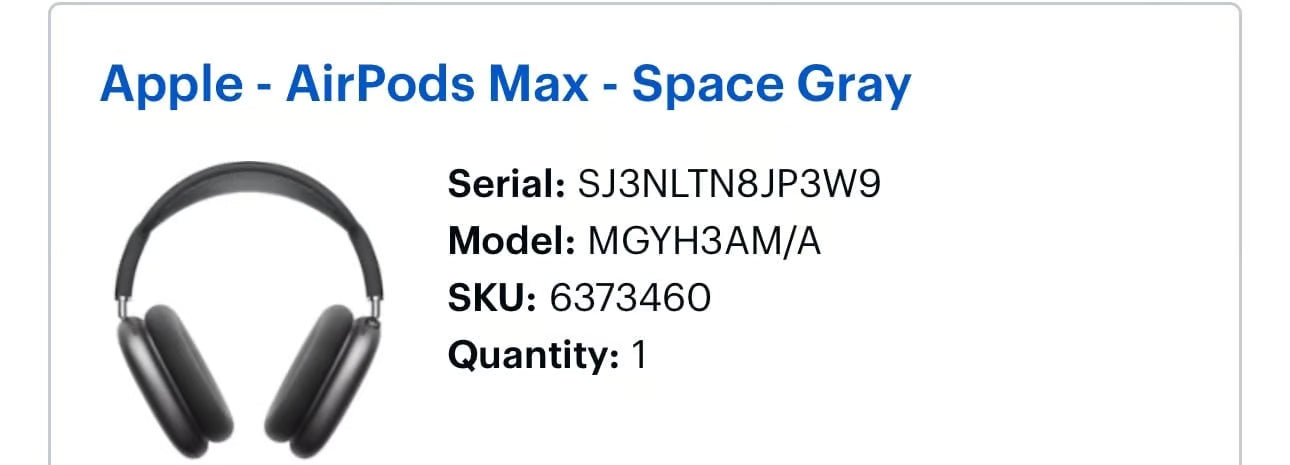 Apple AirPods Max in Space Gray 2E62