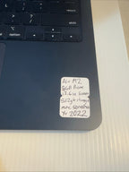 Apple Macbook Air 13.6"" M2 Chip 8GB RAM 512GB SSD Midnight MLY43LL/A 2022 Model 9Y69
