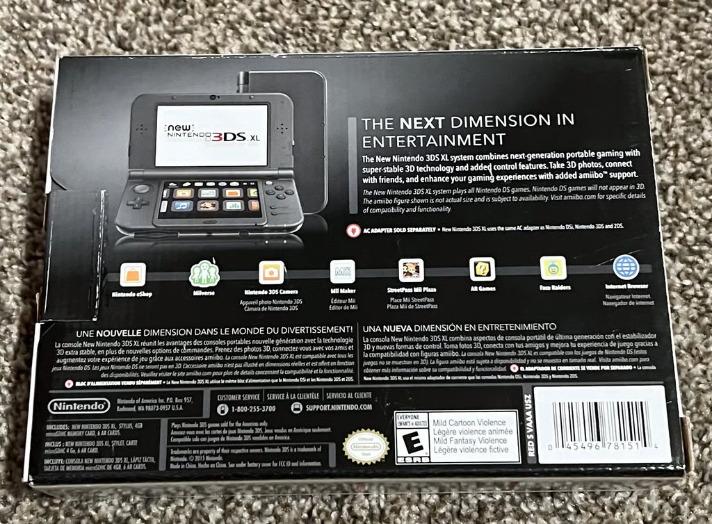 New Nintendo 3DS XL Handheld Gaming System - Black COMPLETE CIB Open Box RARE