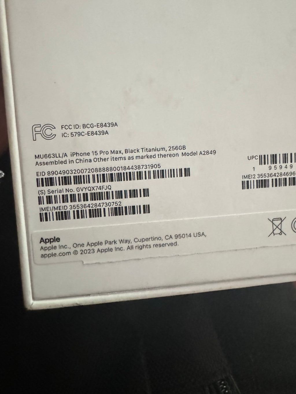 iPhone 15 Pro Max 256GB Verizon carrier only! Black New with open Box 2T59