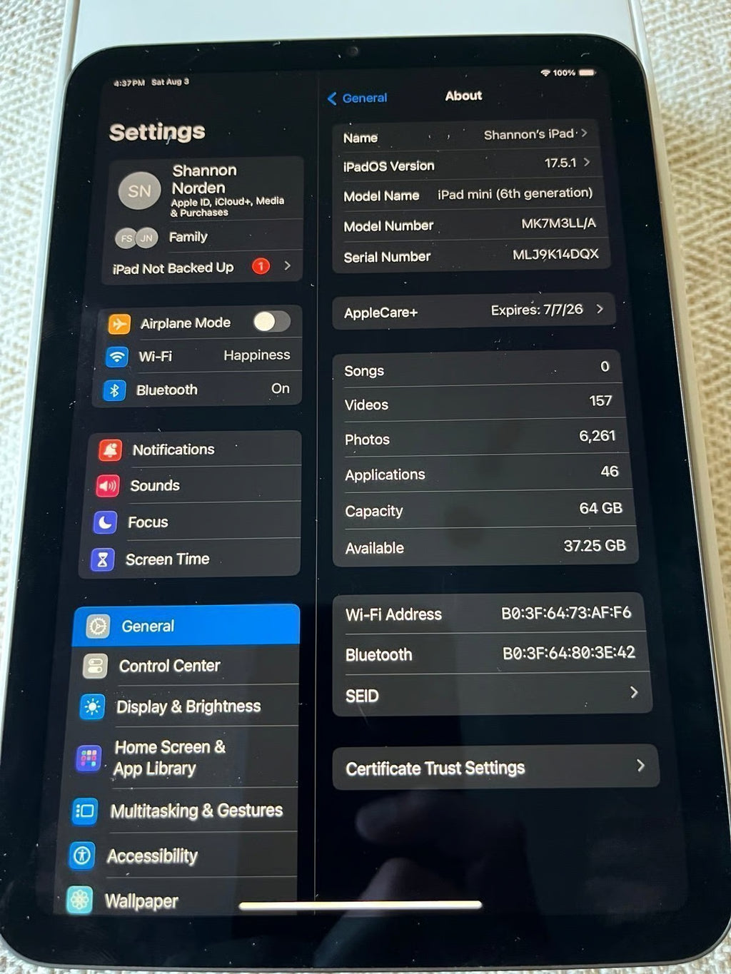 Apple iPad Mini 6th Generation with AppleCare 9Z27