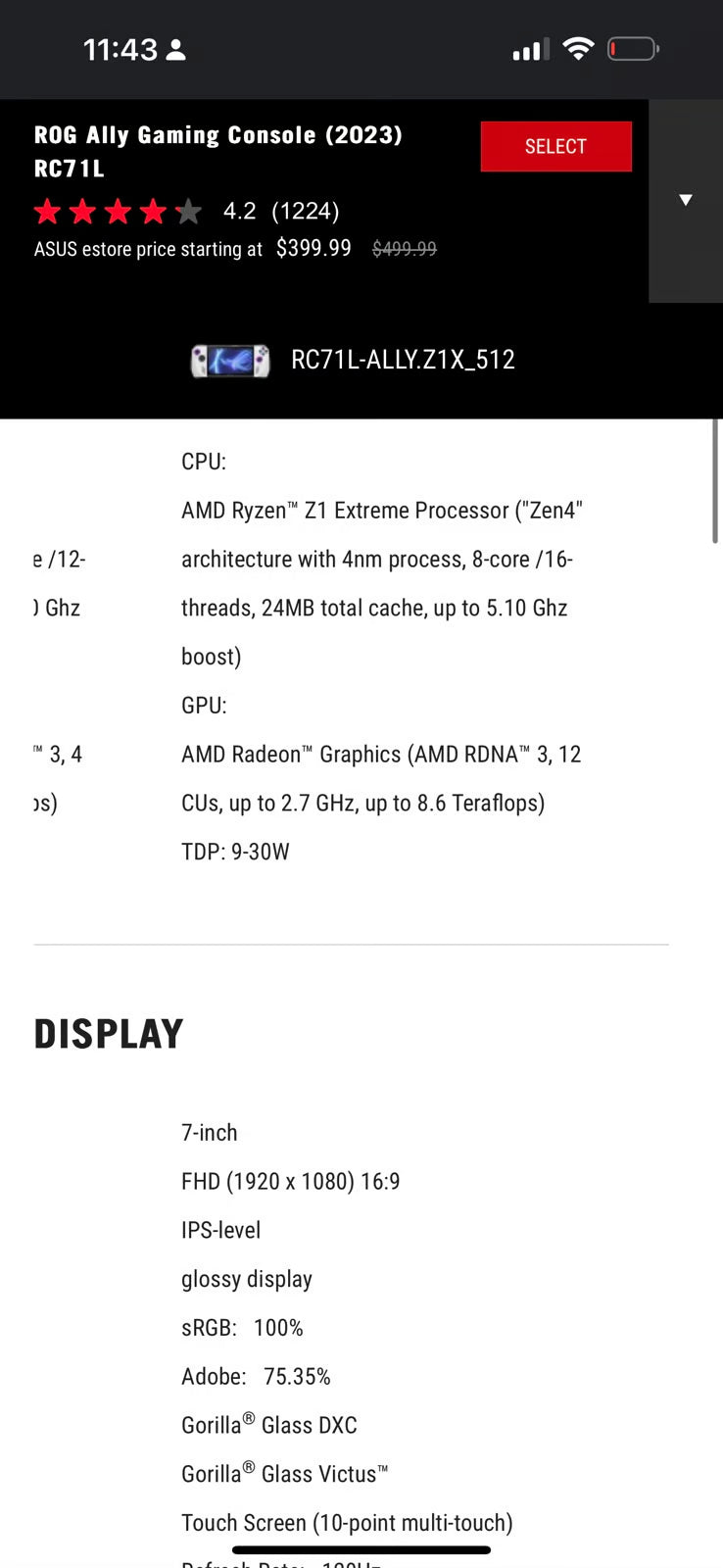 ASUS ROG ally z1 extreme 8U81