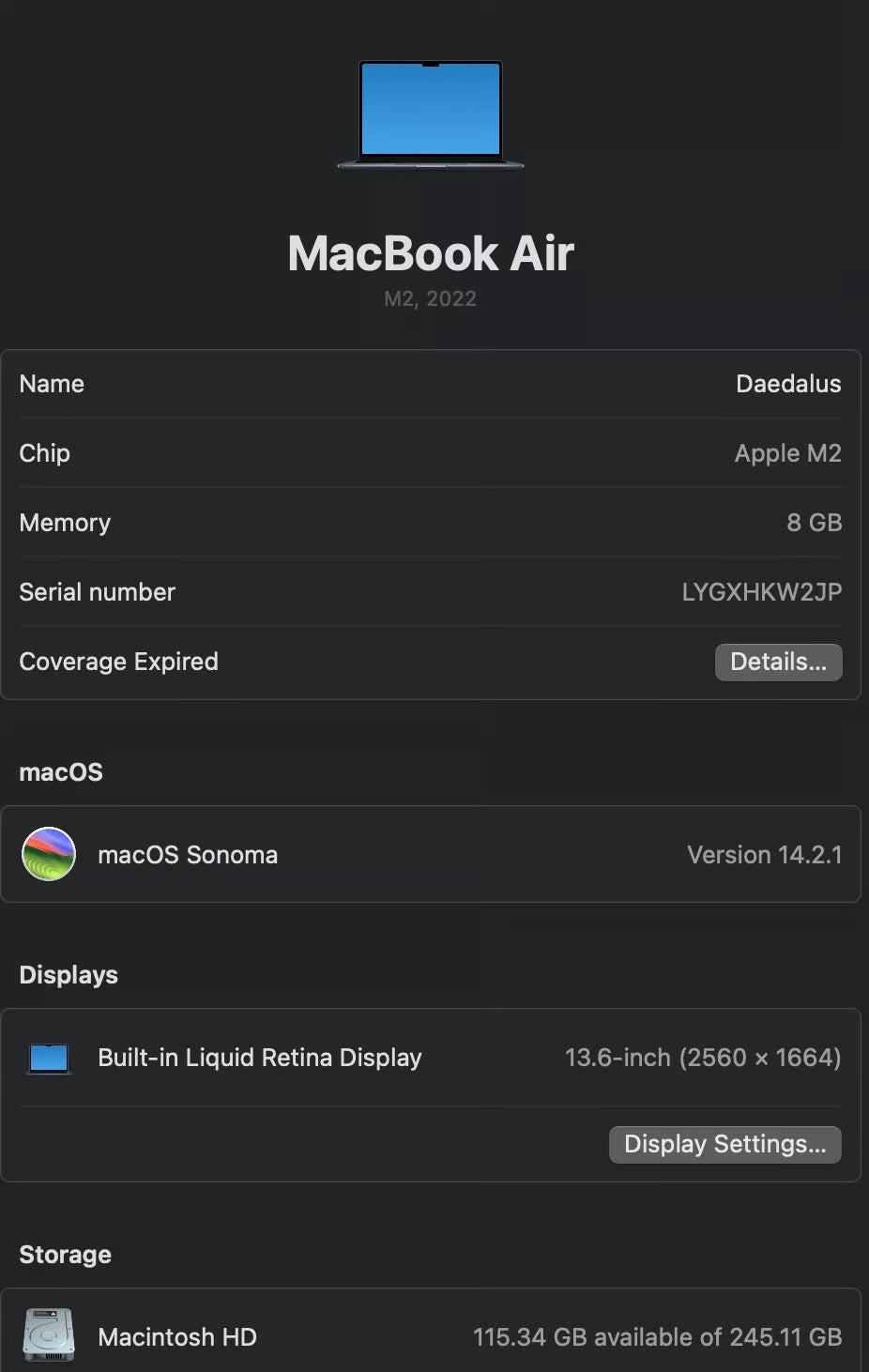 Apple Macbook Air 13in.  M2 3.49 GHz  256GB SSD 2K98