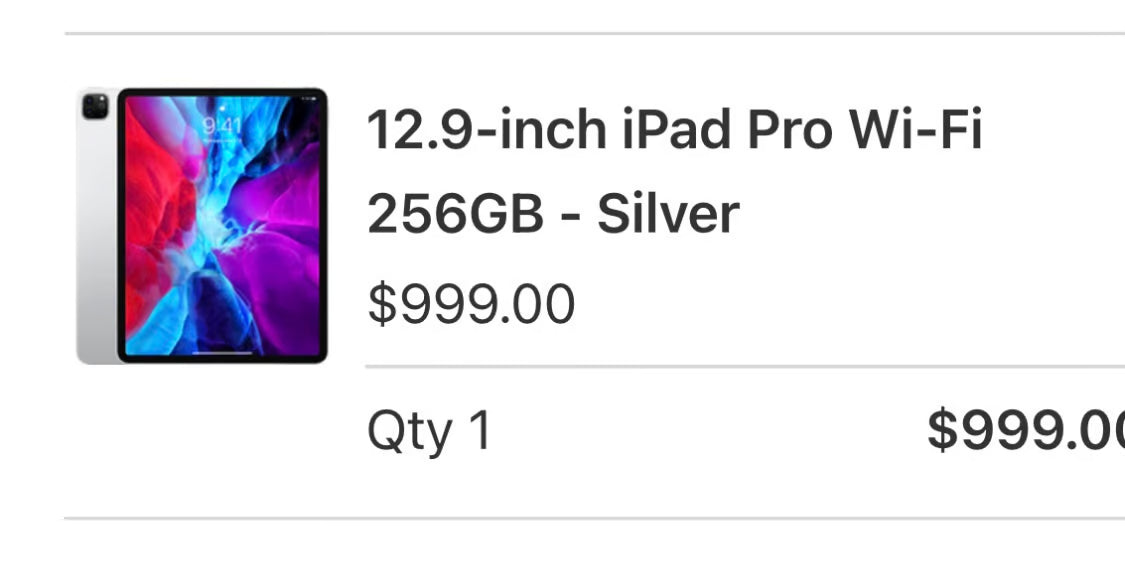 Apple iPad Pro 4th Generation 256 GB in Silver 6Y27