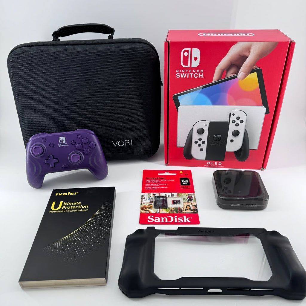 Nintendo Switch OLED Console Gamers Bundle with RGB Wireless Controller and MORE 3K19