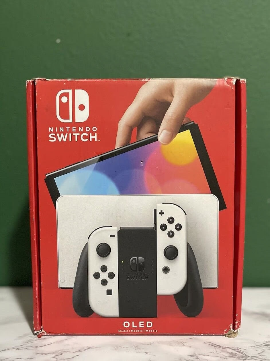Nintendo Switch OLED 64GB White Joy-Con FAST FREE SHIPPING With 256GB SDXC Card 2F15
