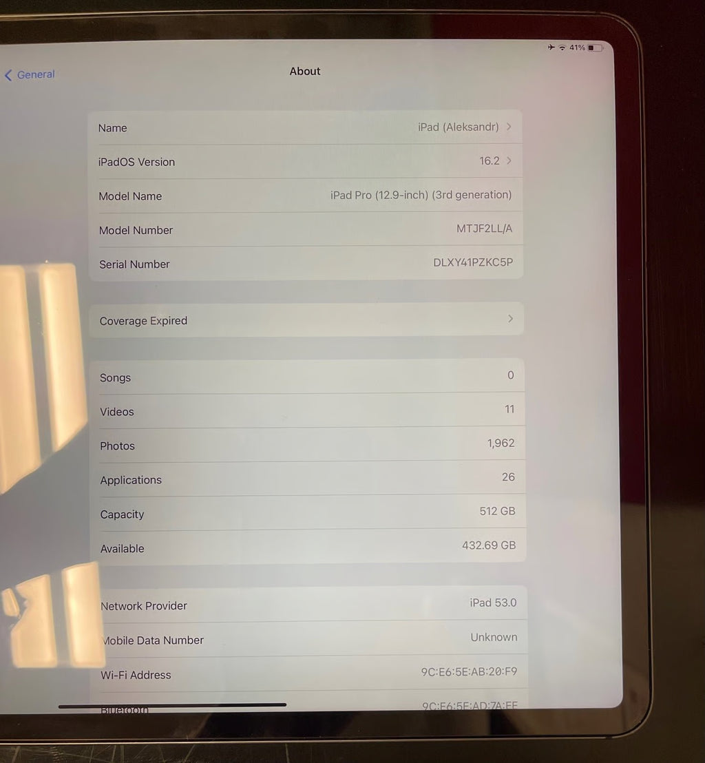 Apple iPad Pro 12.9 3rd Generation 512GB Wi-Fi-Cellular PRICE FIRM NO TRADE 9E63
