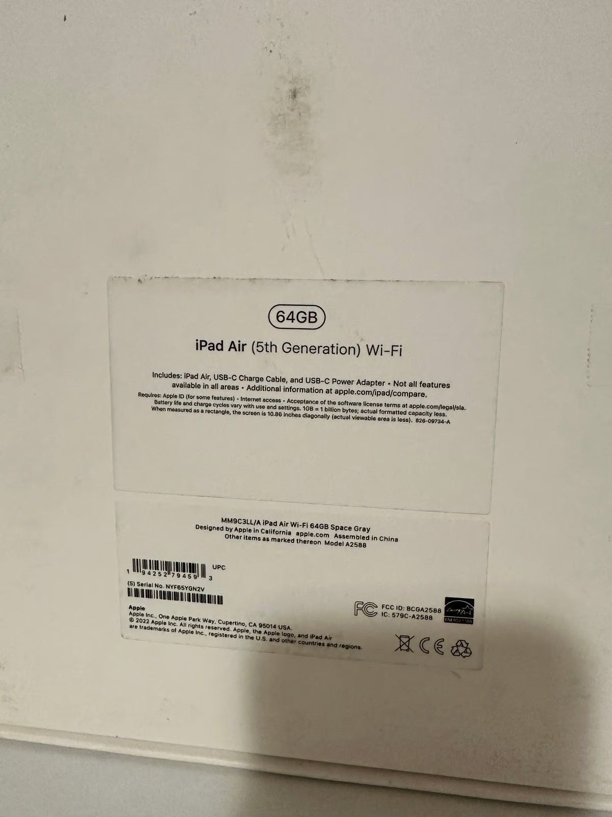 Apple iPad Air 5th Generation 64 GB in Space Gray 6G58