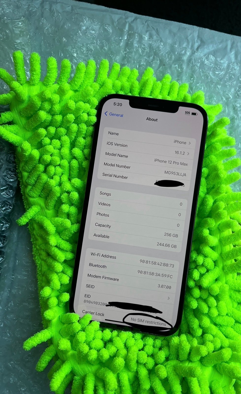 iPhone 12 Pro Max 256GB Unlocked iOS 16.1.2 9S35