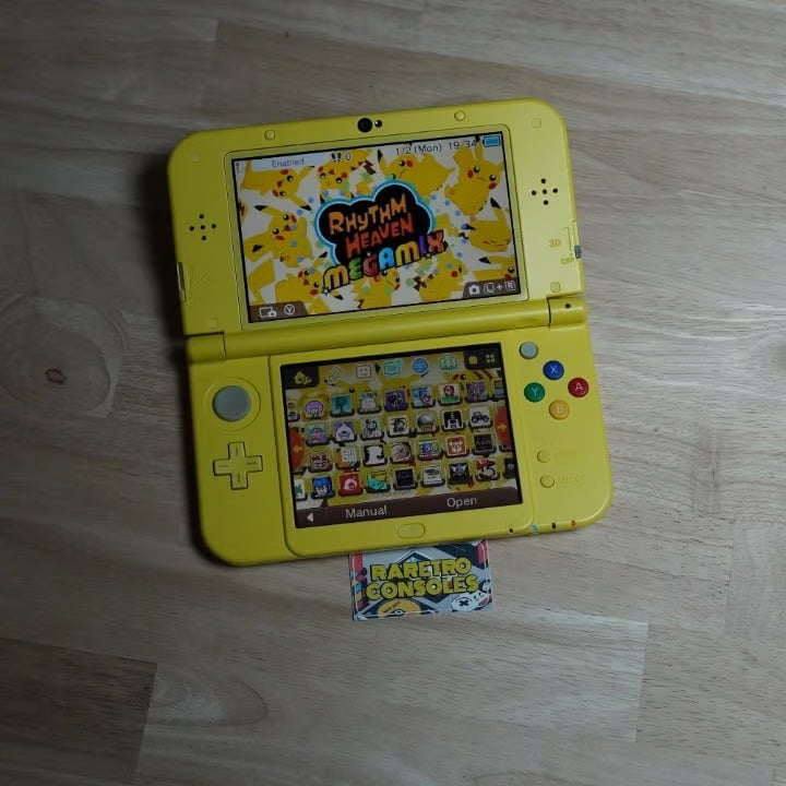 New Nintendo 3DS XL Pikachu Edition with 32GB SD, Charger, Stylus & 70+ Games