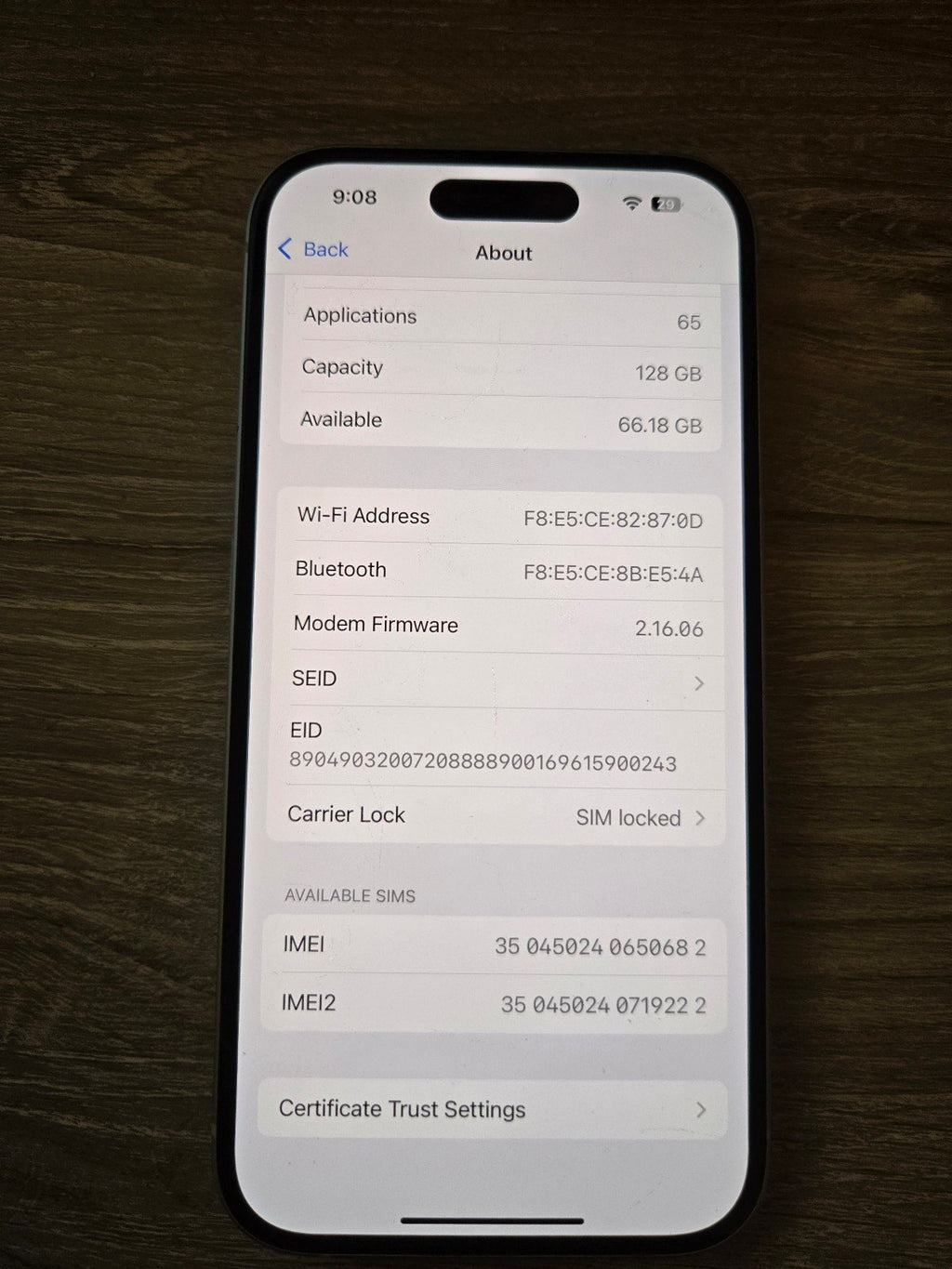 Apple iPhone 15 blue 128gb for tmobile/metro/sprint 8N37