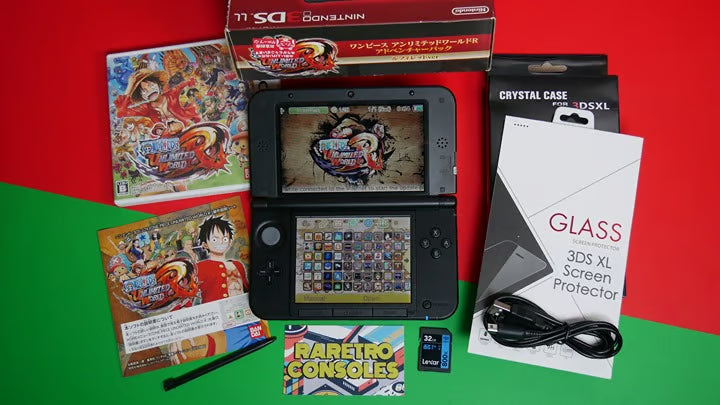 Nintendo 3DS XL One Piece: Unlimited World W/ Box, Charger, Stylus, 60+ Games