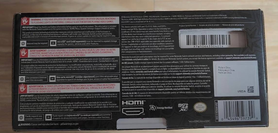 Nintendo Switch 鈥?OLED Model - Pok茅mon Scarlet & Violet Edition Console 3X75