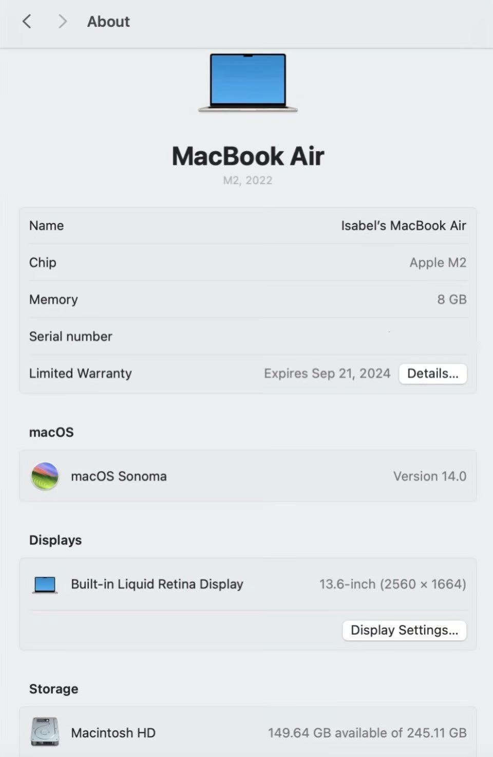 MacBook Air M2 2022 5C86