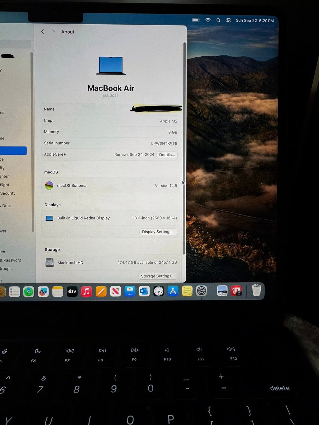 Apple Macbook Air M2 13.6 Inch 256 SSD 9X25