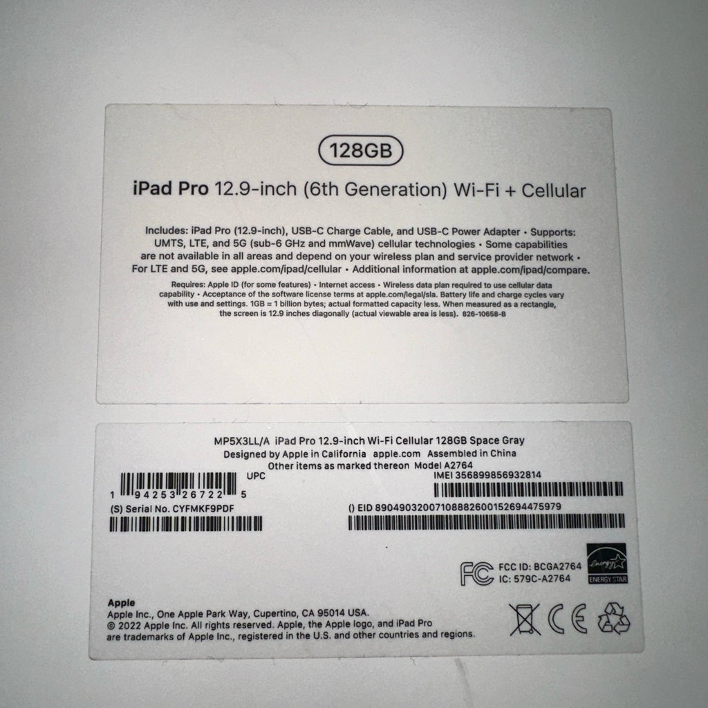 Apple iPad Pro 12.9in 128gb WiFi + Cellular 5L27
