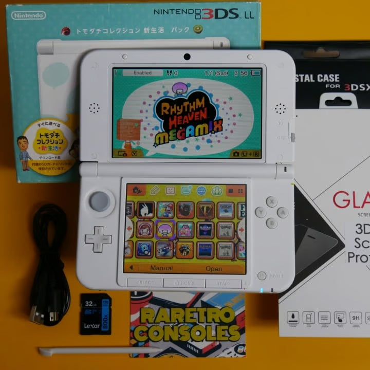 Nintendo 3DS XL Tomodachi New Life Collection W/ 32GB SD, Box, Charger, 60+ Game