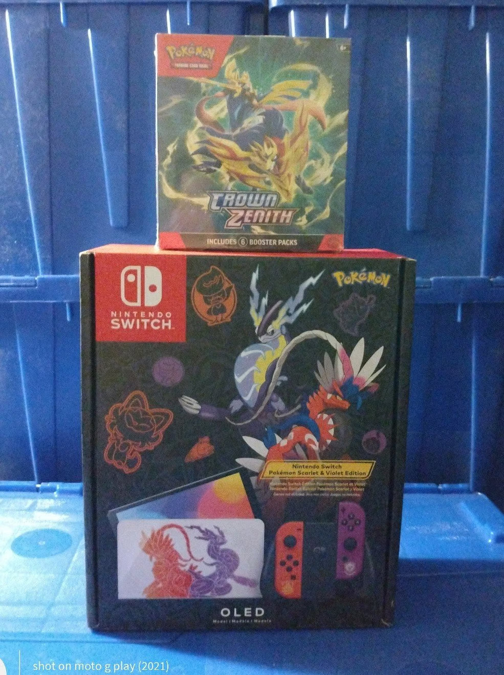 (NEW) NINTENDO SWITCH OLED POKEMON SCARLET & VIOLET EDITION + 6 BOOSTER PACKS 5V31