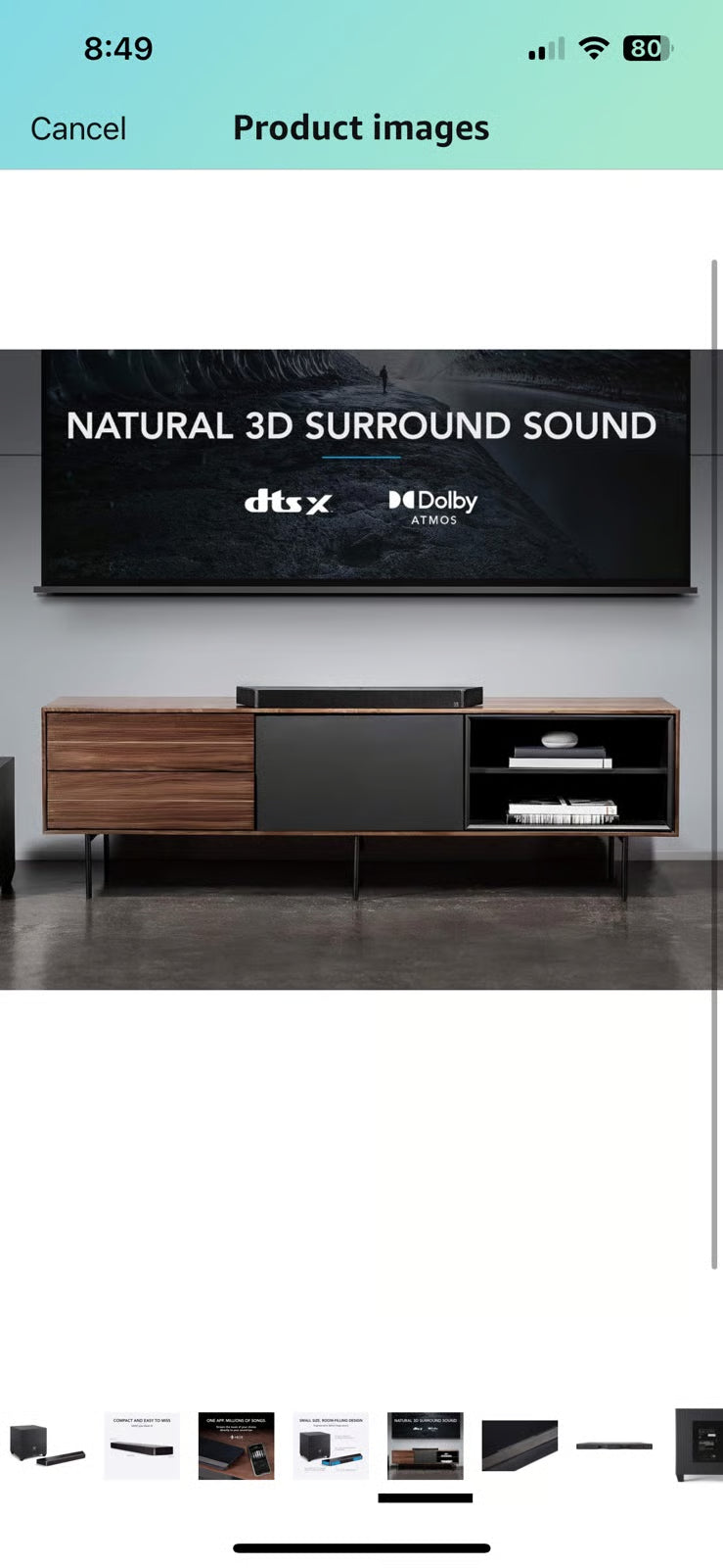 Definitive Technology Studio 3D Mini Sound Bar with 6 Speakers and an 8" Wireles