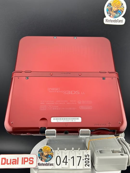 Dual IPS/ New 3DS XL Red w 128GB SD Card/Near Mint/ 1583/ US Seller