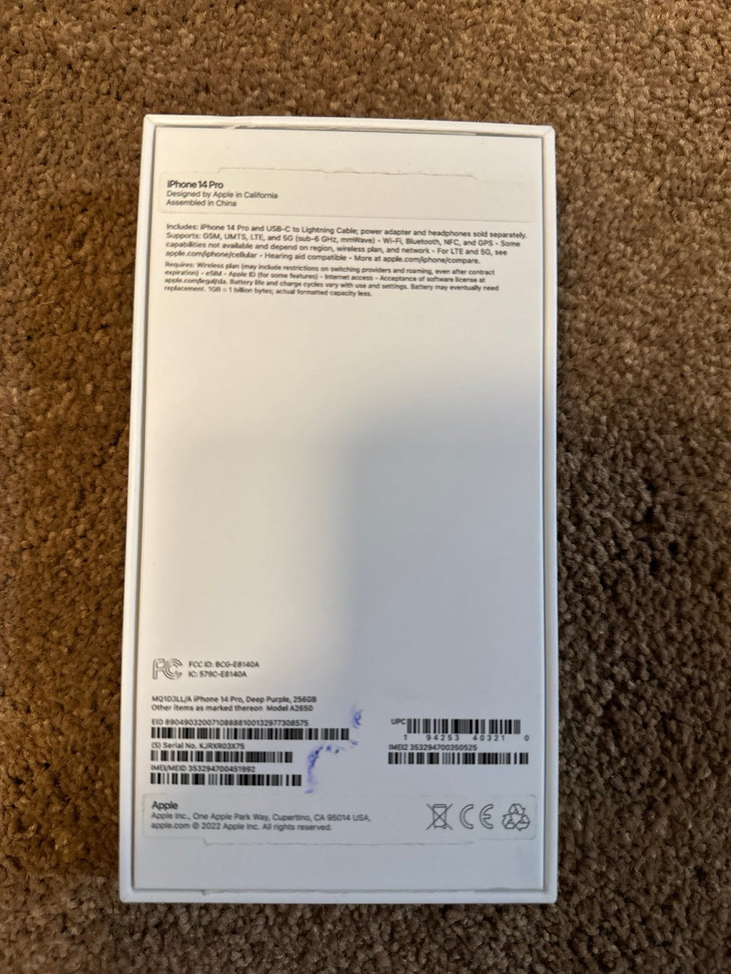 iPhone 14 Pro 256GB Unlocked 1E18