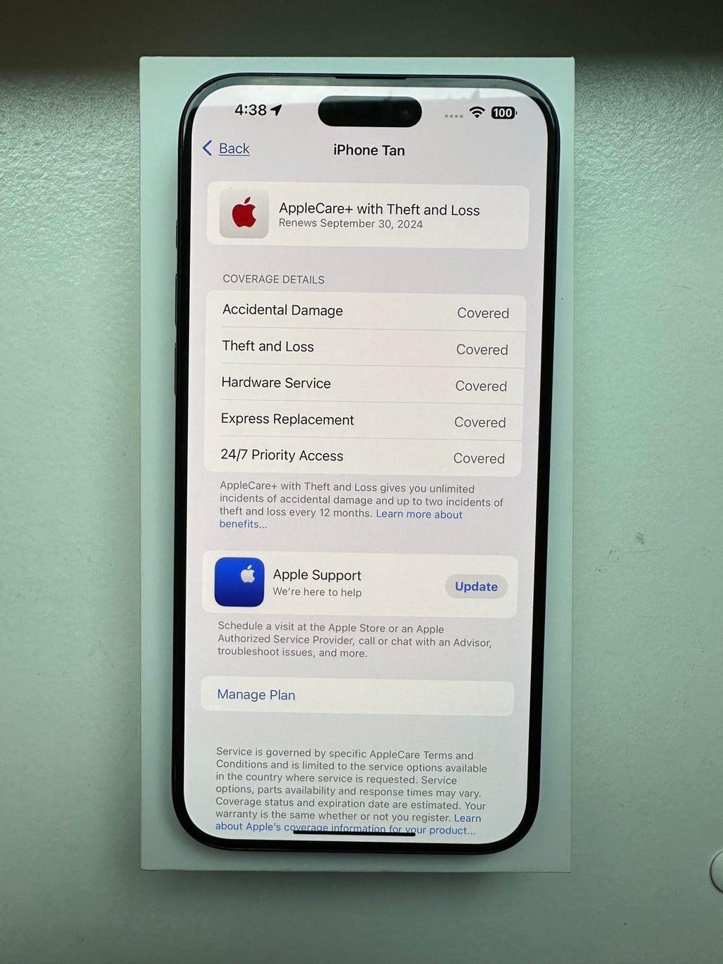 Apple iPhone 15 Pro Max / 256GB / Titanium Blue / AppleCare+ 1W75