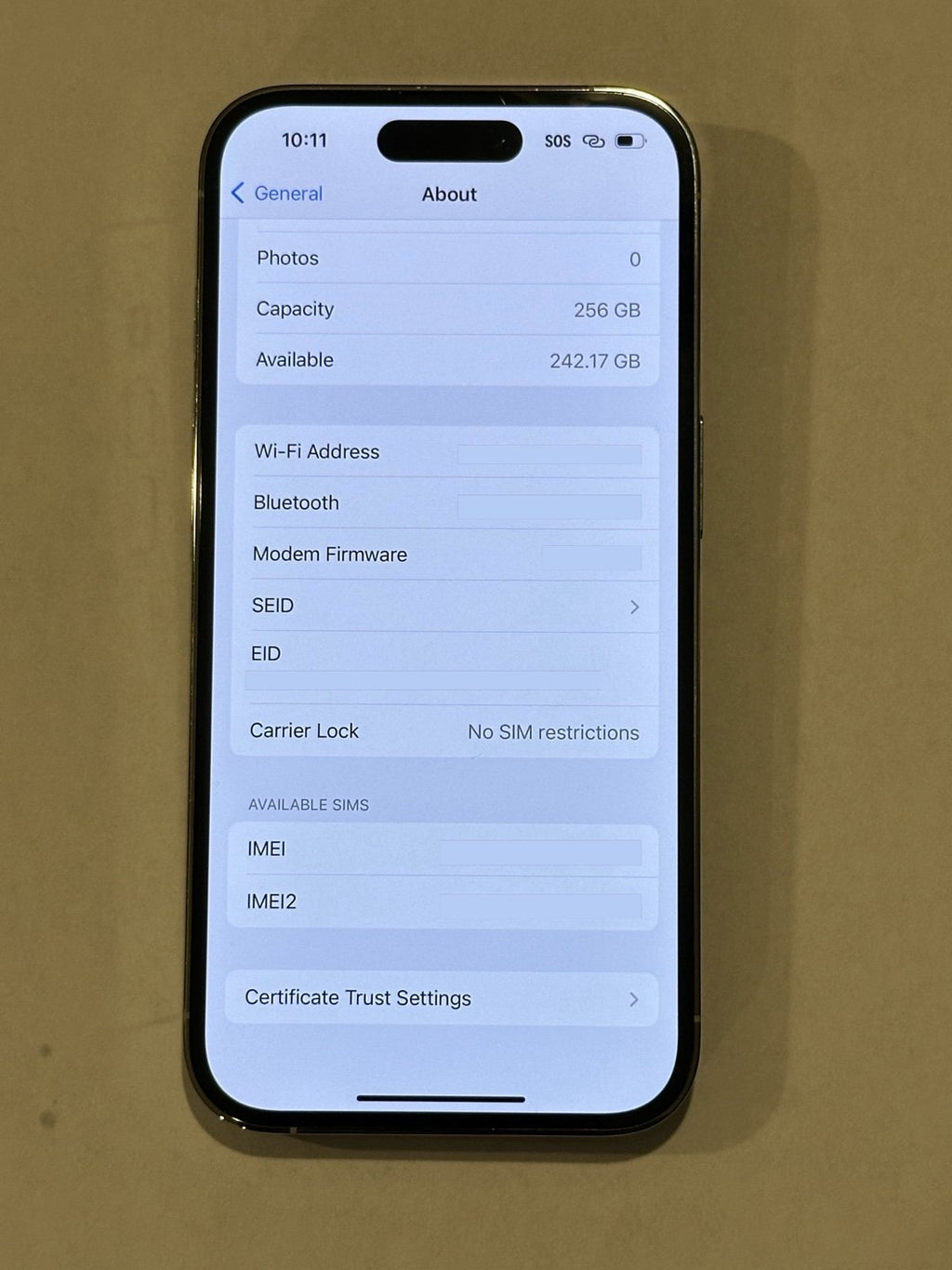 Apple iPhone 14 Pro 256 GB Unlocked 92% Battery Health 9F12