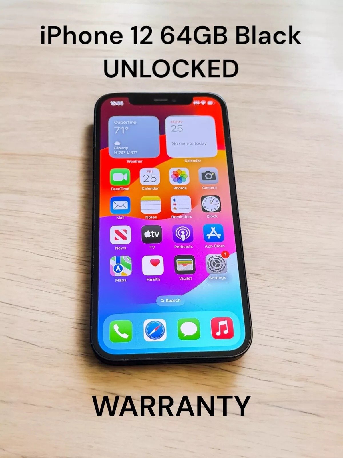 IPHONE 12 64GB Unlocked BLACK 2N93