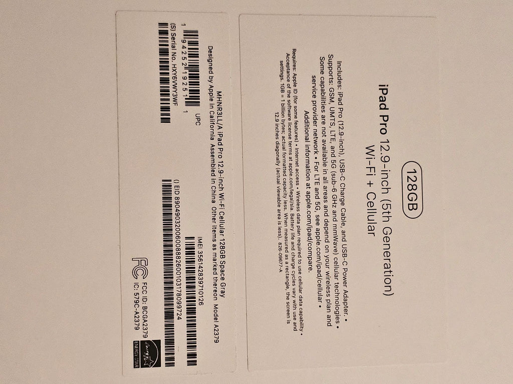 Apple iPad Pro 12.9 5th Generation 128GB Wifi + Cellular Unlocked 2U65