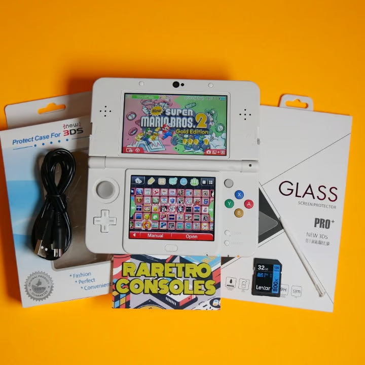 New Nintendo 3DS No. 026 Teal/Blue Mario Embossed Plates, 32GB & 60+ Game