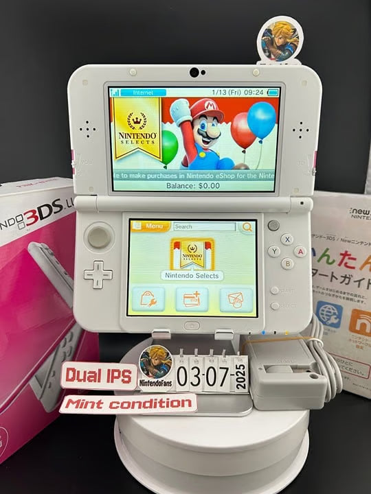Dual IPS/ New 3DS XL Pink w 128GB SD Card/Near Mint/ 7344/ US Seller