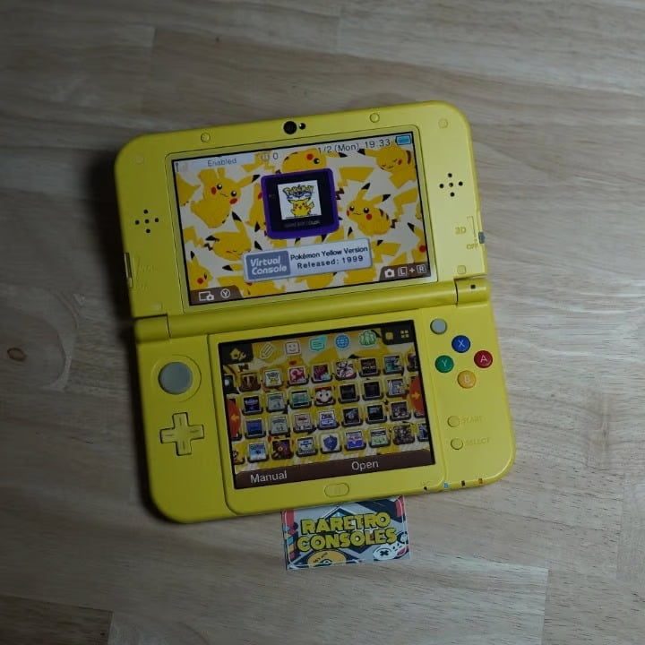 New Nintendo 3DS XL Pikachu Edition with 32GB SD, Charger, Stylus & 70+ Games