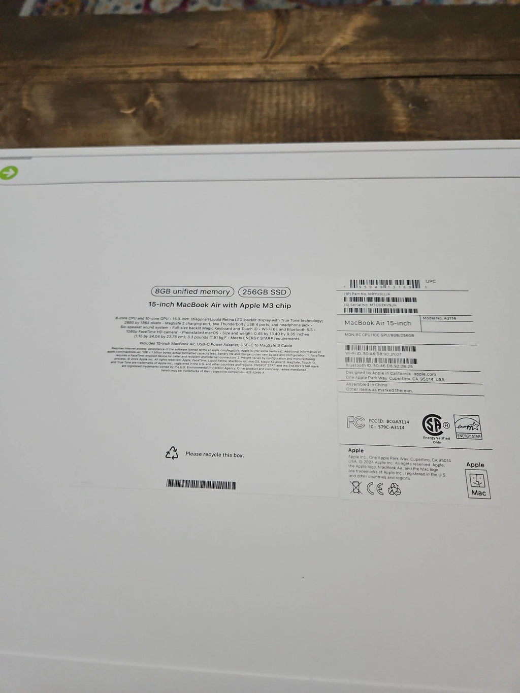 Macbook air 15 inch m3 new sealed midnight 8J31