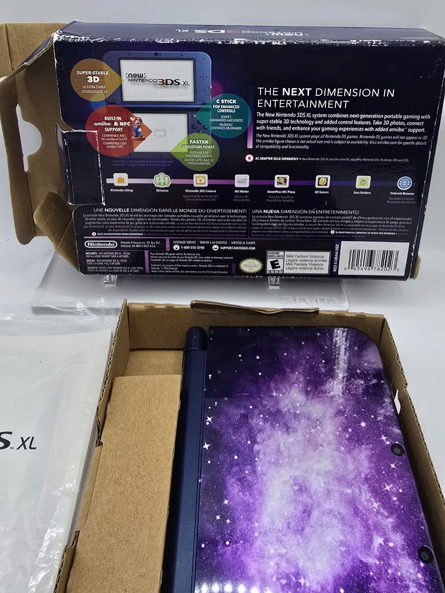 In box New Nintendo 3DS XL Galaxy Edition W/Games, charger,stylus, 128GB SD