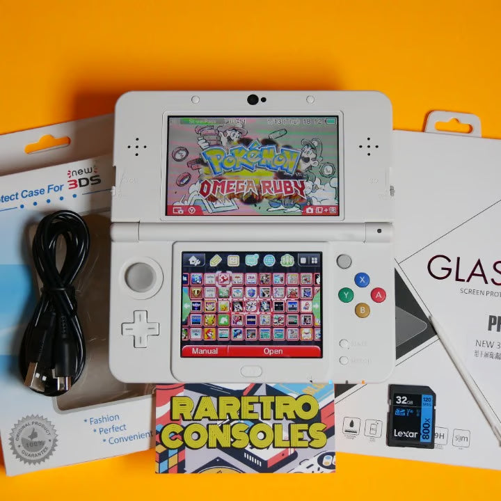 New Nintendo 3DS No. 026 Teal/Blue Mario Embossed Plates, 32GB & 60+ Game