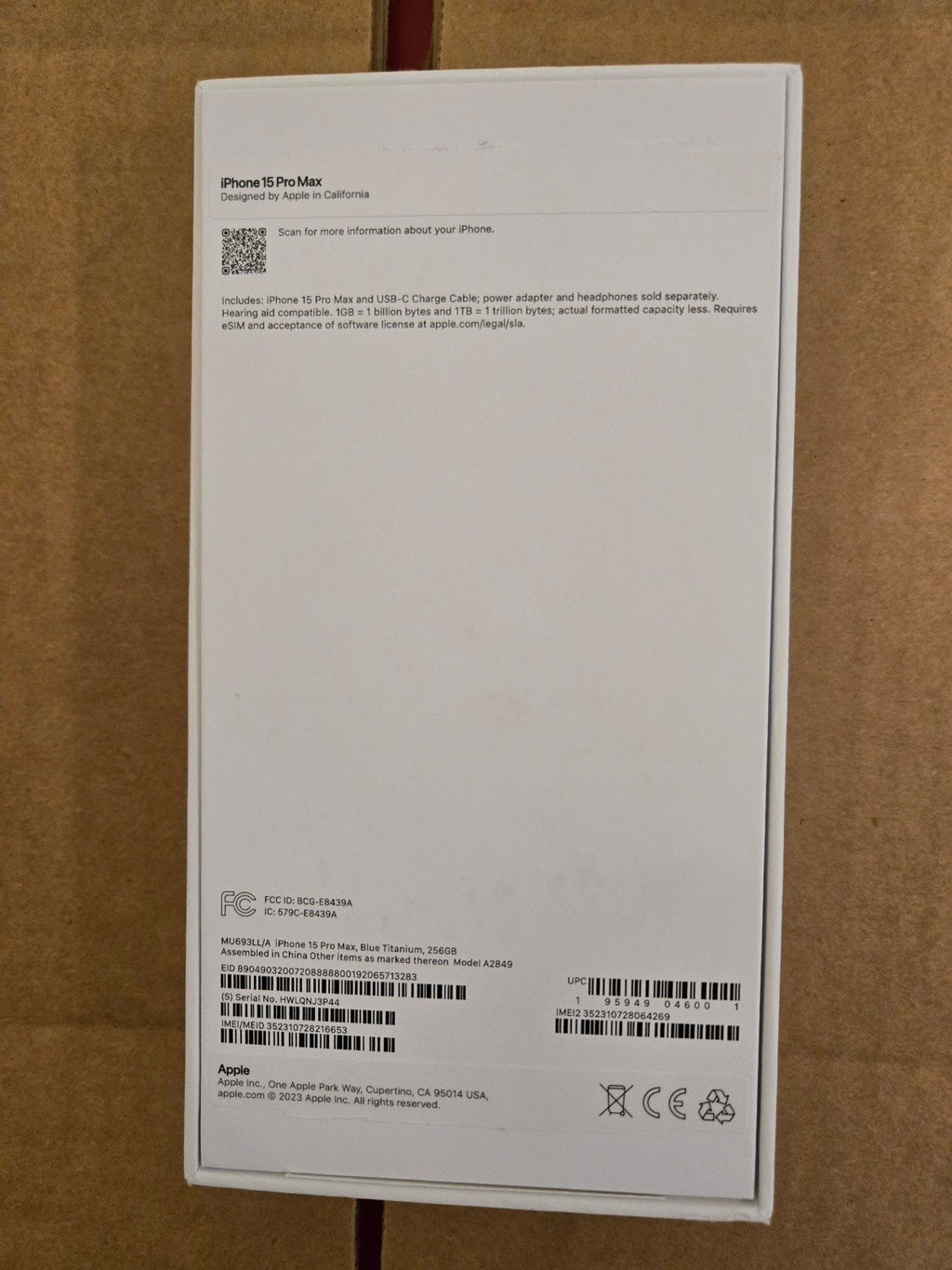 IPHONE 15 Pro Max 256GB Verizon carrier Locked Open Box 6Y19