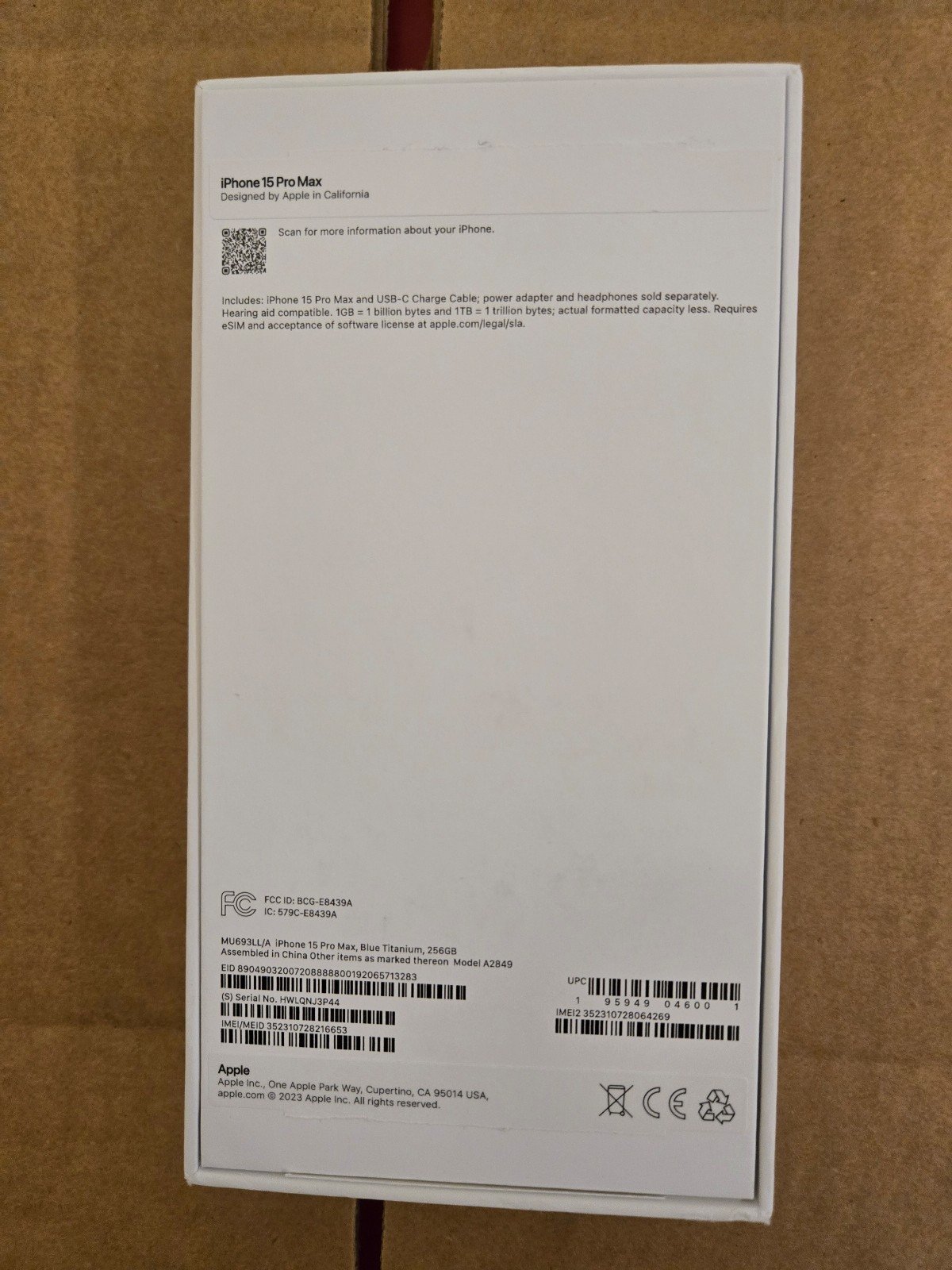 IPHONE 15 Pro Max 256GB Verizon carrier Locked Open Box 6Y19