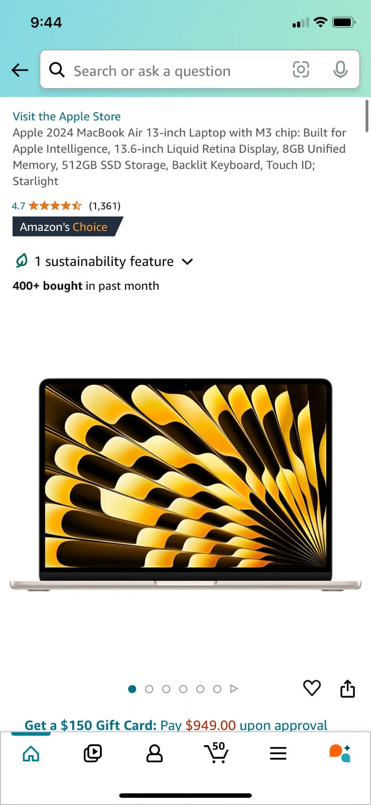 Apple MacBook Air 13 Laptop Starlight M3 Chip 8GB Ram 512GB SSD New 8X61