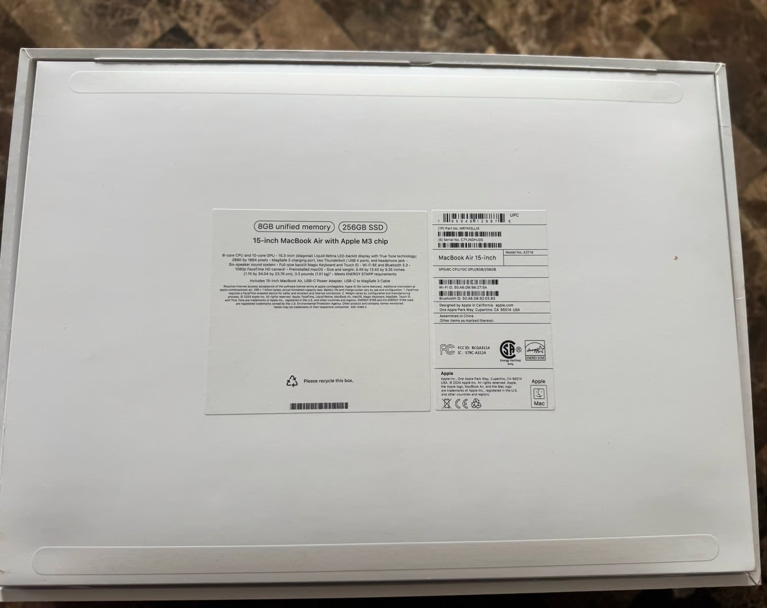 15 inch M3 MacBook Air 7L58