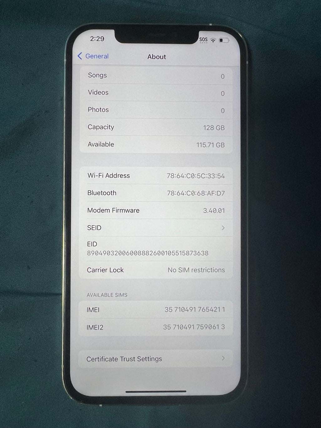 Apple iPhone 12 Pro Max 128 GB in Silver Unlocked 1B15