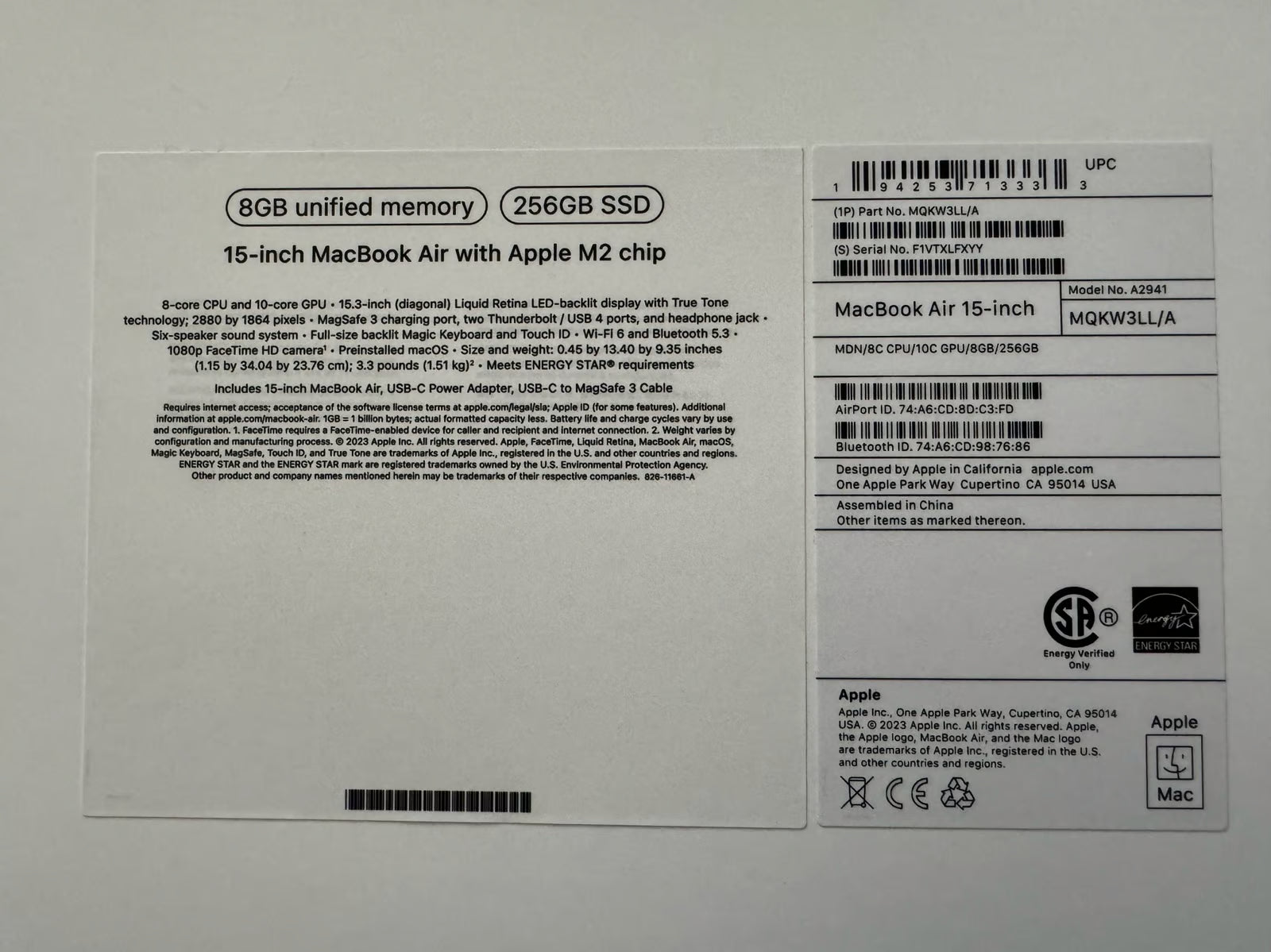 Apple MacBook Air 15in with M2 2X19