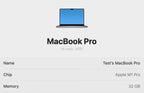 2021 14鈥?MacBook Pro - M1 Pro // 32GB RAM // 512GB AppleCare+ 8R33