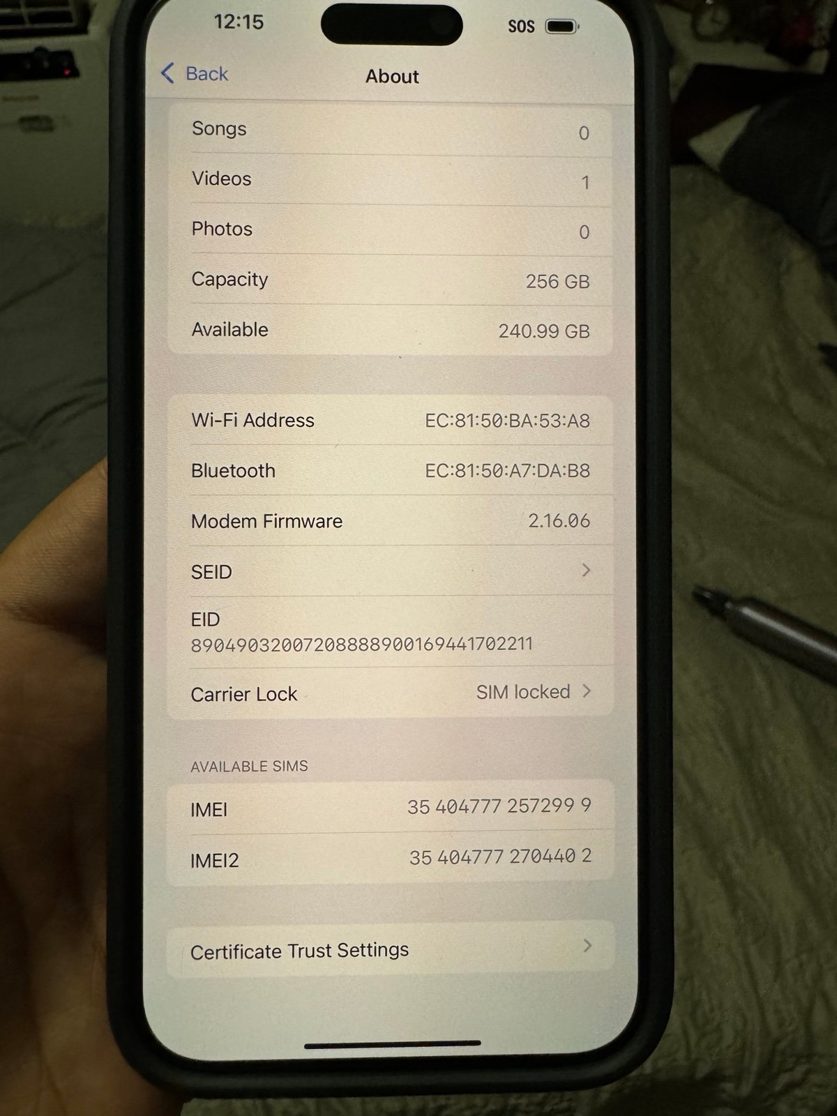 Apple iPhone 15 Pro Max blue titanium 256GB AT&T 6T92