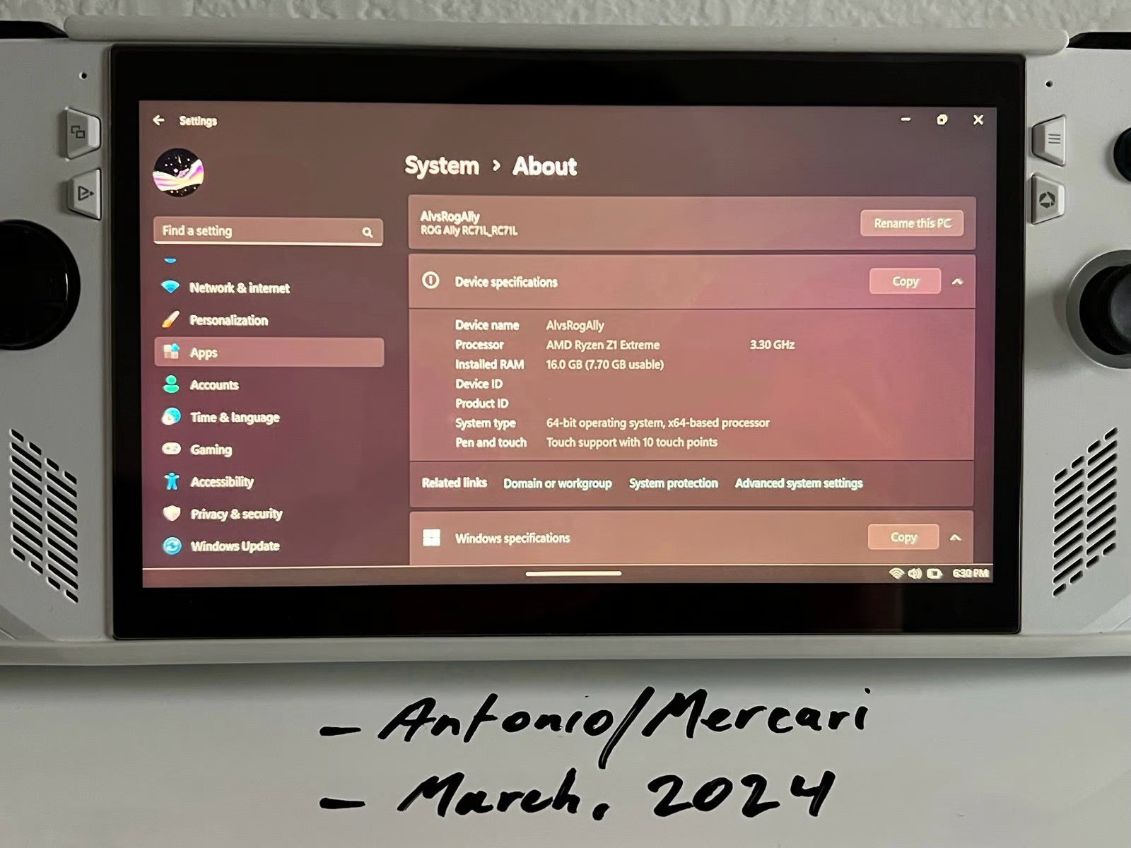 Asus Rog Ally Z1 Extreme 512gb 2W96